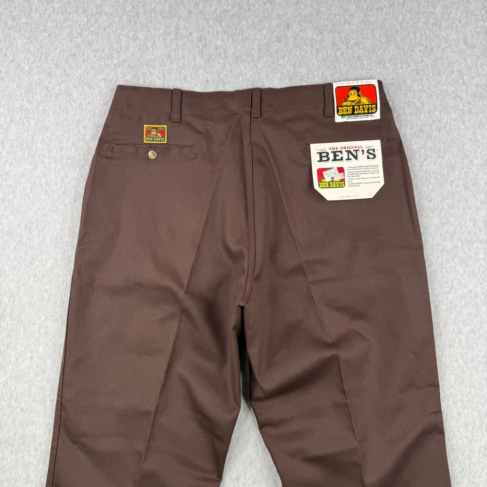 Vintage Ben Davis Pants Mens 38x29 Brown Twill Yellow Tag 80s Union Made In USA